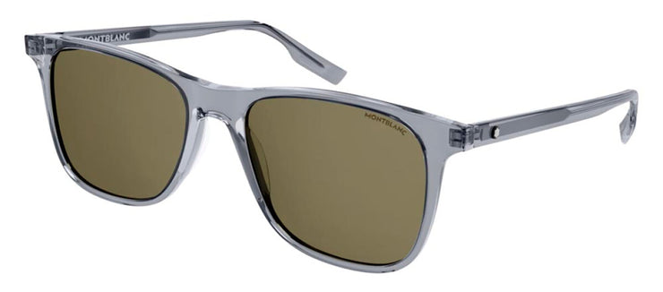 Montblanc MB 0174S 004 Rectangle Plastic Grey Sunglasses with Green Lens