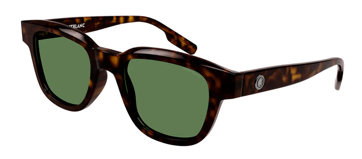 Montblanc MB 0175S 002 Square Plastic Havana Sunglasses with Green Lens