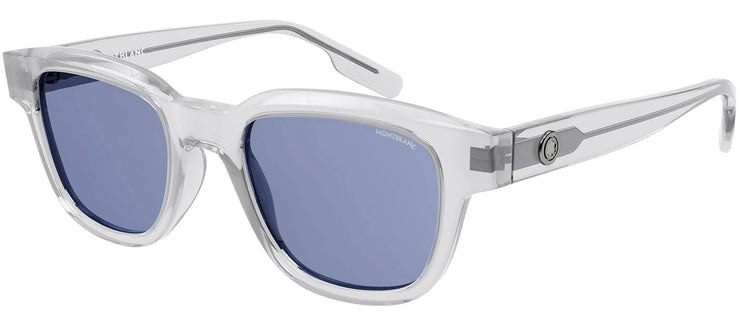 Montblanc MB 0175S 004 Square Plastic Grey Sunglasses with Blue Lens
