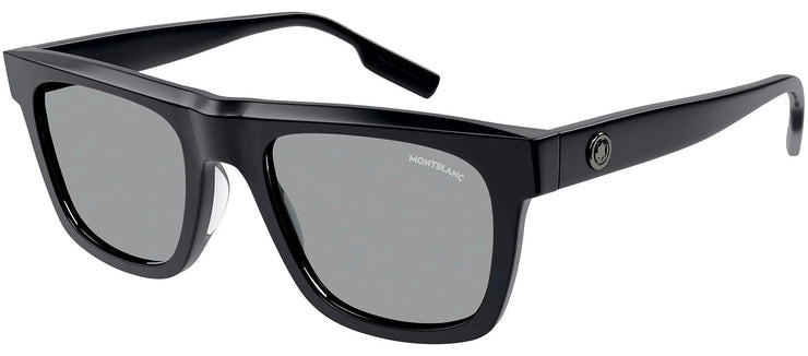 Montblanc MB 0176S 001 Rectangle Plastic Black Sunglasses with Grey Lens