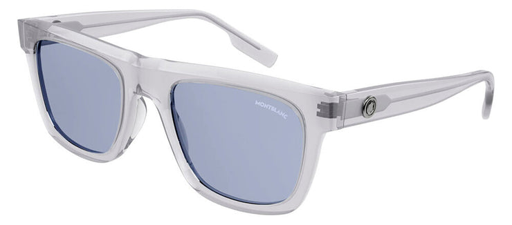Montblanc MB 0176S 004 Rectangle Plastic Grey Sunglasses with Blue Lens