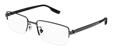 Montblanc MB 0188O 001 Rectangle Metal Black Eyeglasses with Logo Stamped Demo Lenses