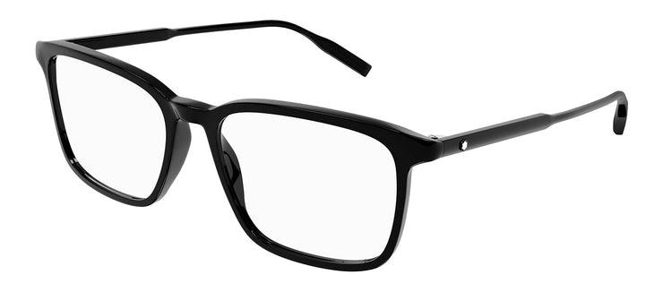 Montblanc MB 0197O 001 Square Plastic Black Eyeglasses with Logo Stamped Demo Lenses Lens
