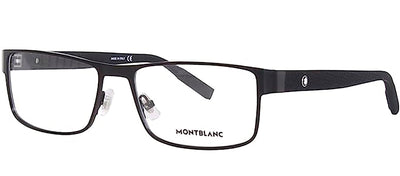 Mont Blanc MB 0210O 001 Rectangle Metal Black Eyeglasses with Logo Stamped Demo Lenses