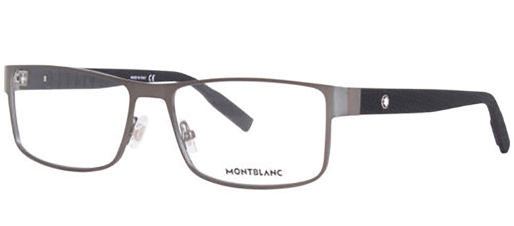 Montblanc MB 0210O 002 Rectangle Metal Gunmetal Eyeglasses with Logo Stamped Demo Lenses