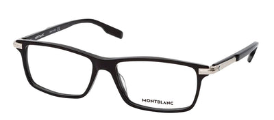 Montblanc MB 0217O 001 Rectangle Plastic Black Eyeglasses with Logo Stamped Demo Lenses