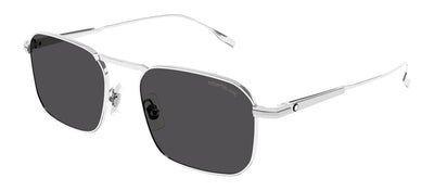 Montblanc MB 0218S 001 Square Metal Silver Sunglasses with Grey Lens