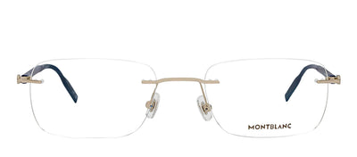 Mont Blanc MB 0221O 008 Rimless Metal Silver Eyeglasses with Logo Stamped Demo Lenses