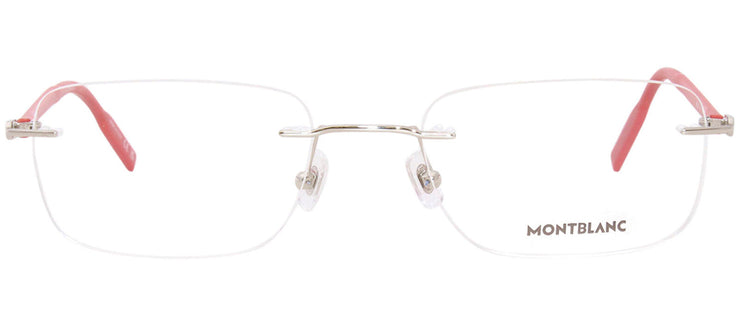 Montblanc MB 0221O 010 Rimless Plastic Silver Eyeglasses with Logo Stamped Demo Lenses