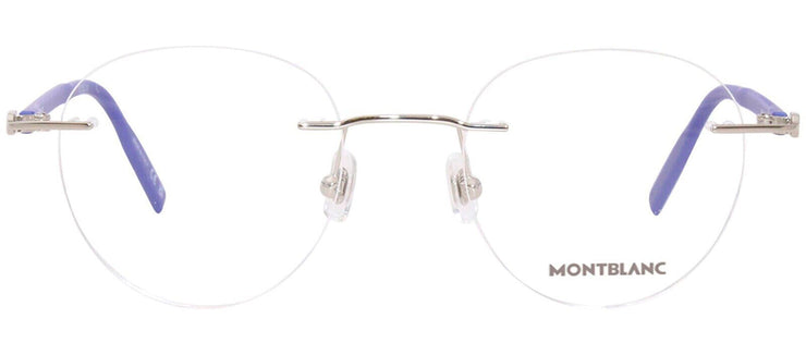 Montblanc MB 0224O 003 Rimless Metal Silver Eyeglasses with Logo Stamped Demo Lenses Lens