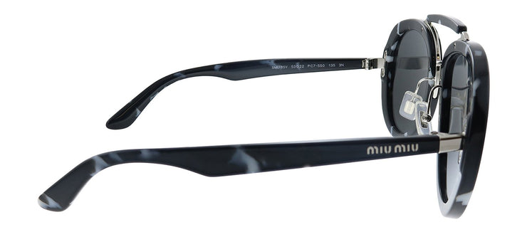 Miu Miu MU 05VS PC75S0 Oval Plastic Black Havana Sunglasses with Grey Lens