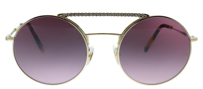 Miu Miu CORE COLLECTION MU 52VS ZVNTEG Round Metal Gold Sunglasses with Pink Gradient Lens