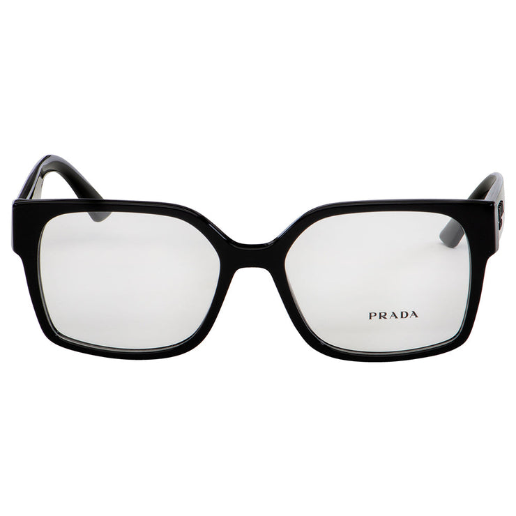 Prada PR 10WV 1AB1O1 Rectangle Plastic Black Eyeglasses with Logo Stamped Demo Lenses