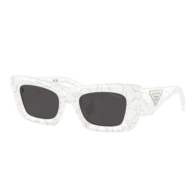 Prada PR 13ZS 17D5S0 Cat-Eye Plastic White Sunglasses with Grey Lens