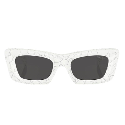 Prada PR 13ZS 17D5S0 Cat-Eye Plastic White Sunglasses with Grey Lens