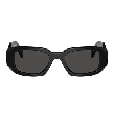 Prada PR 17WSF 1AB5S0 Rectangle Plastic Black Sunglasses with Grey Lens