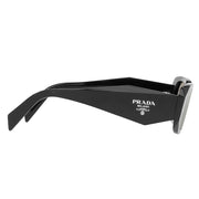 Prada PR 17WS 1AB2B0 Rectangle Plastic Black Sunglasses with Silver Mirror Lens