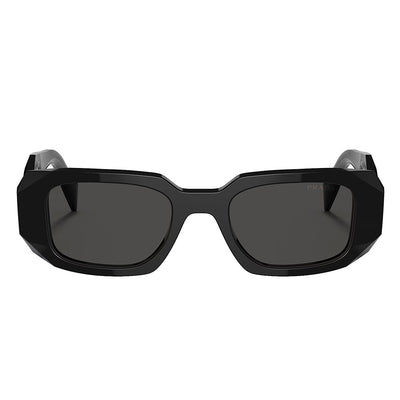 Prada PR 17WS 1AB5S0 Rectangle Plastic Black Sunglasses with Grey Lens