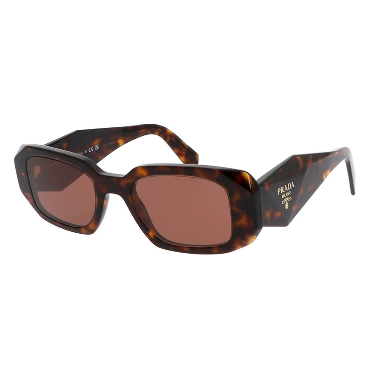 Prada PR 17WS 2AU03U Rectangle Plastic Tortoise Sunglasses with Brown Mirror Lens