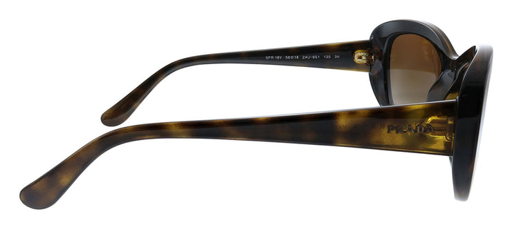 Prada PR 18VS 2AU6S1 Oval Plastic Havana Sunglasses with Brown Lens