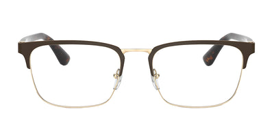 Prada PR 54TV 01U1O1 Rectangle Metal Gold Eyeglasses with Logo Stamped Demo Lenses