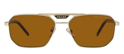 Prada PR 58YS ZVN5Y1 Rectangle Metal Gold Sunglasses with Brown Polarized Lens
