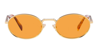 Prada PR 65ZS ZVN02Z Oval Metal Gold Sunglasses with Orange Lens