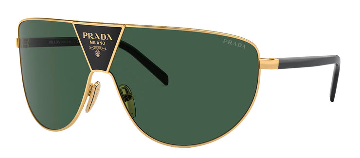 Prada PR 69ZS 5AK05V Shield Metal Gold Sunglasses with Green Lens