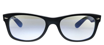 Ray-Ban NEW WAYFARER RB 2132 901/BF Square Plastic Black Sunglasses with Clear Blue Block Lens