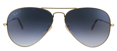 Ray-Ban RB 3025 001/78 Aviator Metal Gold Sunglasses with Blue Gradient Lens