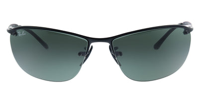 Ray-Ban RB 3187 006/71 Rectangle Metal Black Sunglasses with Green Lens