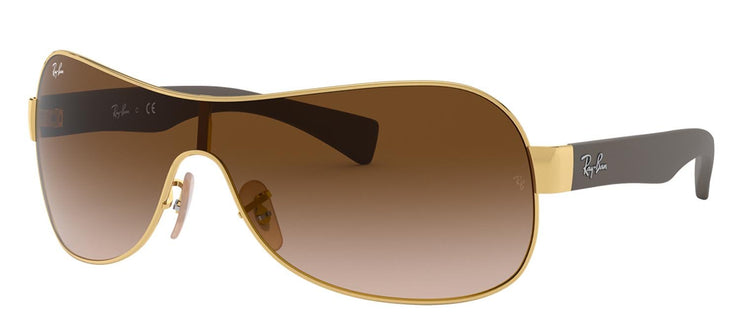 Ray-Ban RB 3471 001/13 Shield Metal Gold Sunglasses with Brown Gradient Lens