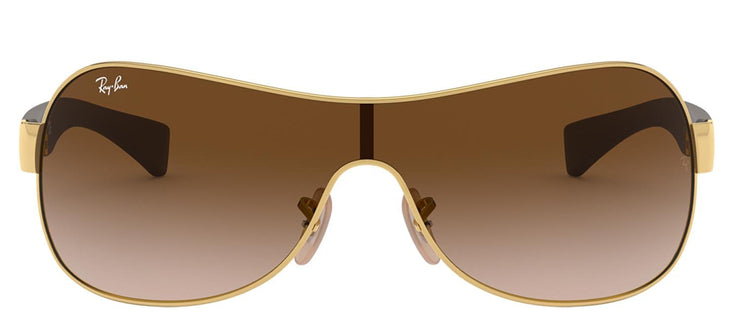 Ray-Ban RB 3471 001/13 Shield Metal Gold Sunglasses with Brown Gradient Lens