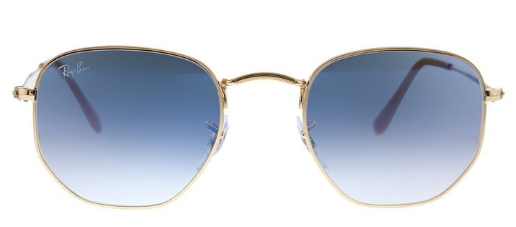 Ray-Ban RB 3548 001/3F Geometric Metal Gold Sunglasses with Blue Gradient Lens