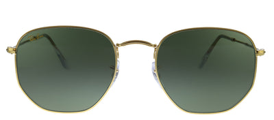 Ray-Ban RB 3548 919631 Geometric Metal Gold Sunglasses with Green Lens