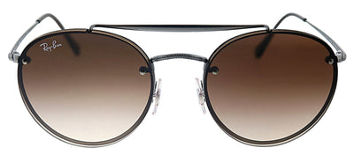 Ray-Ban Blaze Double Bridge RB 3614N 914413 Oval Metal Gunmetal Sunglasses with Brown Gradient Lens