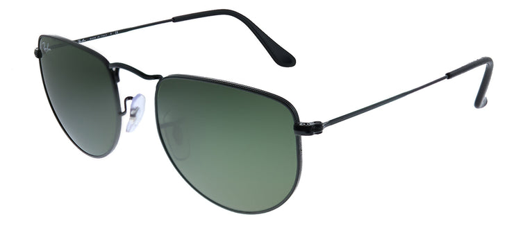 Ray-Ban ELON RB 3958 002/31 Geometric Metal Black Sunglasses with Green Lens