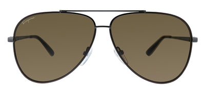 Salvatore Ferragamo SF 131S 067 Aviator Metal Gunmetal Sunglasses with Brown Lens