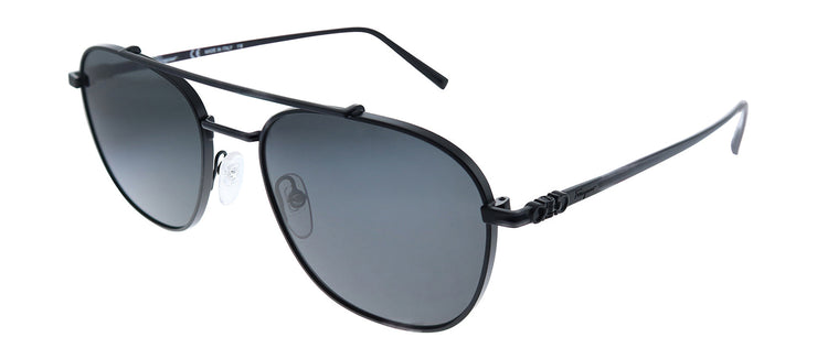 Salvatore Ferragamo SF 200S 002 Aviator Metal Black Sunglasses with Grey Lens