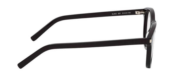 Saint Laurent SL 403 001 Round Plastic Black Eyeglasses with Logo Stamped Demo Lens