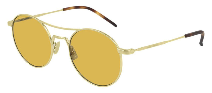 Saint Laurent SL 421 003 Round Metal Gold Sunglasses with Yellow Lens