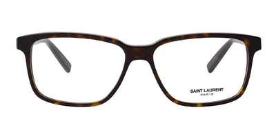 Saint Laurent SL 458 002 Rectangle Plastic Havana Eyeglasses with Logo Stamped Demo Lens