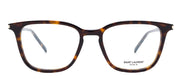 Saint Laurent SL 479O 2 Square Plastic Havana Eyeglasses with Logo Stamped Demo Lenses