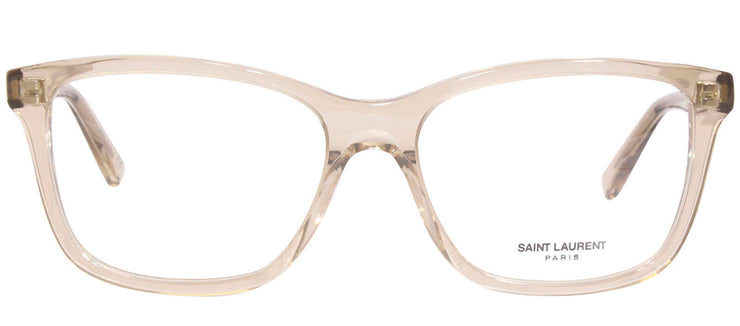 Saint Laurent SL 482O 3 Square Plastic Beige Eyeglasses with Logo Stamped Demo Lenses