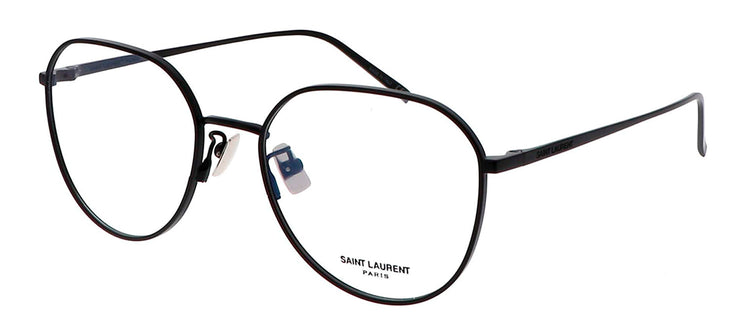 Saint Laurent SL 484O 1 Geometric Metal Black Eyeglasses with Logo Stamped Demo Lenses