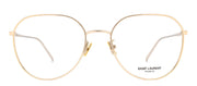 Saint Laurent SL 484O 3 Geometric Metal Gold Eyeglasses with Logo Stamped Demo Lenses