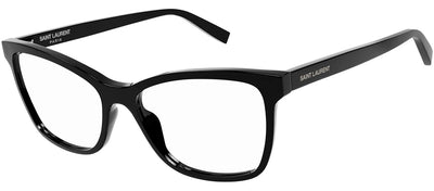 Saint Laurent SL 503O 1 Cat-Eye Plastic Black Eyeglasses with Logo Stamped Demo Lenses