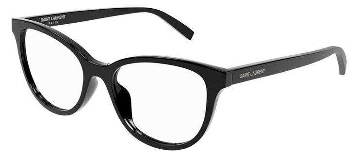 Saint Laurent SL 504O 1 Cat-Eye Plastic Black Eyeglasses with Logo Stamped Demo Lenses