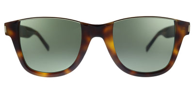 Saint Laurent CUT SL 51 002 Square Acetate Havana Sunglasses with Green Lens