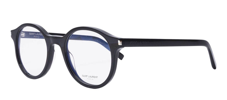 Saint Laurent SL 521 OPT 1 Round Plastic Black Eyeglasses with Logo Stamped Demo Lenses